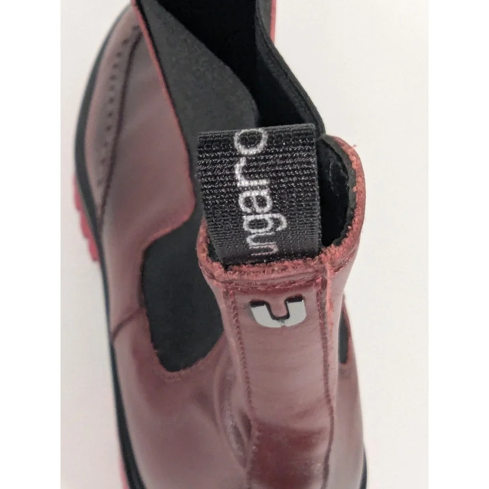 UNGARO Wingtip Leather Chelsea Lug Boots Men's Size 43.5/10.5 US Bordeaux Color